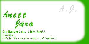 anett jaro business card